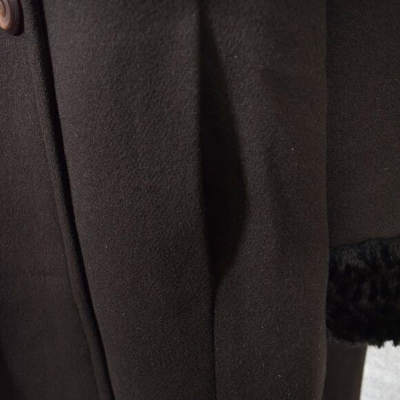 Vtg Womans L Brown Wool Winter Overcoat Faux Fur Collar Cuff Jo-D Lined Buttons - Picture 4 of 13